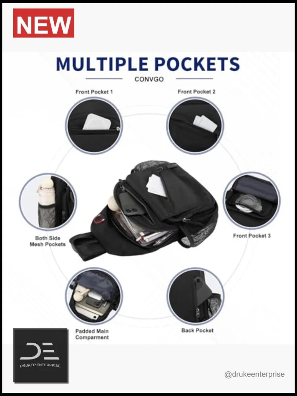 3-in-1 Convertible Sling Bag Anti-Theft Crossbody Backpack